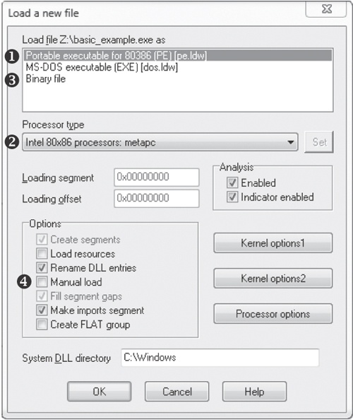 Loading a file in IDA Pro