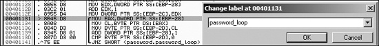 Setting a label in OllyDbg
