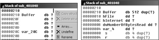 Creating an array and fixing the stack