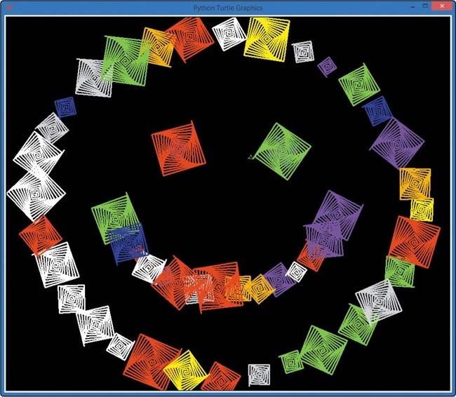 A smiley face drawn using the ClickSpiral.py app