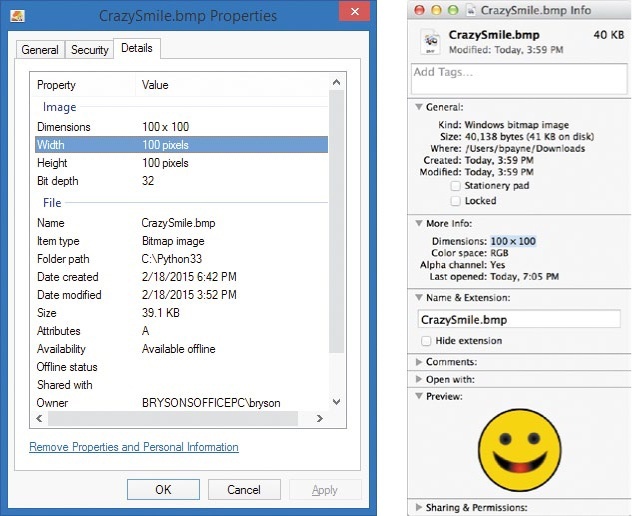 To determine our virtual boundaries so our smiley face can bounce off them, we need to know the width of our image file.