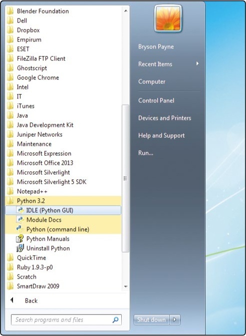 Open IDLE from the Start menu.