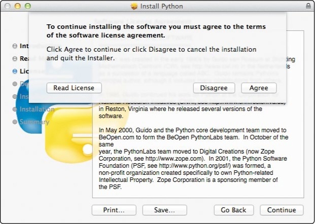 Read and click Agree on the software license dialog.