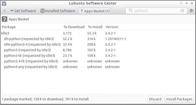 Install the Idle 3 package, which includes Python 3.
