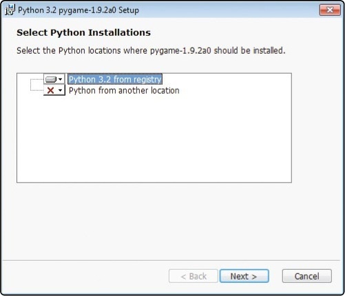 Select Python 3.2 from registry.